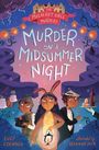 „Murder on a Midsummer Night“; drei Kinder in Kostümen, eins mit Hasenohren, stehen in einem dunklen Garten.