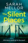 "Sarah Mellor - The Silent Places. Who dares speak up for the dead?" Eine düstere Landschaft mit einem Zaun und Krähen.