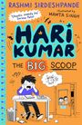 "Rashmi Sirdeshpande. 'Chaotic comedy joy' Serena Patel. Hari Kumar: The Big Scoop. Illustration: Junge an Schreibtisch, gestresst."