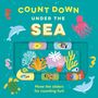 Dieser Text: "COUNT DOWN UNDER THE SEA" darunter bunte Meerestiere wie Delfin, Oktopus und Fische in einer Illustration.