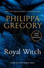 "THE INTERNATIONAL BESTSELLER; PHILIPPA GREGORY; COVER TO BE REVEALED; Royal Witch; COMING OCTOBER 2026." Hintergr.; Symbole auf dunklem Blau.