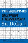 The Times Su Doku Book 13, Super Fiendish, 200 challenging puzzles. Hintergrund zeigt Sudoku-Gitter.