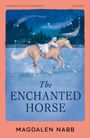 "The Enchanted Horse", Magdalen Nabb. Kind auf einem Pferd im Schnee, unter einem funkelnden Nachthimmel.