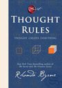 „Thought Rules: Thought Creates Everything“ in großen Buchstaben, darunter geometrische Muster und der Name Rhonda Byrne.