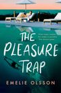"The Pleasure Trap", Emelie Olsson; obige Frau auf Liege mit Schirm, unten tauchender Mann im Pool, entspannte Strandatmosphäre.