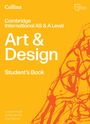 Der Text "Cambridge International AS & A Level Art & Design Student's Book"; rechter orangefarbener Klecks auf gelbem Hintergrund.