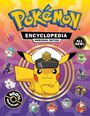 "POKÉMON ENCYCLOPEDIA HORIZONS EDITION" steht groß. Pikachu trägt eine Kapitänsmütze, umgeben von kleinen Pokémon-Kreisen.