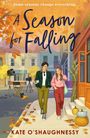 „Some seasons change everything.“; „A Season for Falling“; Zwei Personen spazieren, umgeben von Herbstlaub und Filmkulisse.