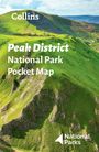 "Collins Peak District National Park Pocket Map"; grüner Hügel mit steilem Abhang, blauer Himmel, Logo unten rechts.