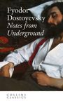 "Fyodor Dostoyevsky, Notes from Underground, Collins Classics. Ein Gemälde zeigt einen schlafenden Mann im Bett."