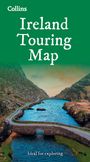 Text: "Collins Ireland Touring Map. Ideal for exploring." Eine malerische Straße führt über eine Steinbrücke an einem blauen Fluss.