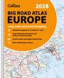 "2028 Collins Big Road Atlas Europe" mit Details über Kartenmaßstab, Autobahnen und über 40.000 Ortsnamen. Spiralbindung.