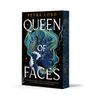 „QUEEN OF FACES“ von PETRA LORD. Illustration: Frauengesicht, Wellen, Schloss, Schmetterling, Sterne.