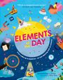 "Elements of the Day" in großer Schrift, farbenfrohe Illustrationen von Personen und Gegenständen; Sonne mit Gesicht.