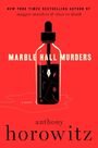 "NY Times bestselling author of magpie murders & close to death. Marble Hall Murders. Anthony Horowitz. Illustration: Tropfenflasche."