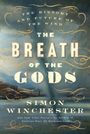 „The Breath of the Gods“ von Simon Winchester. Künstlerische Darstellung eines Hafens in blauen Tönen.