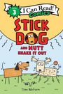 Titel: "Level 3 I Can Read Comics: Stick Dog and Mutt Shake It Out". Illustration von zwei lustigen Hunden.