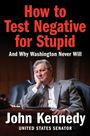 Buchtitel: "How to Test Negative for Stupid". Ein Mann im Anzug sitzt nachdenklich an einem Tisch.