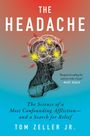 „The Headache“ von Tom Zeller Jr. Illustration: Profilansicht eines Kopfes mit gelben Blitzen und roten Pfeilen.