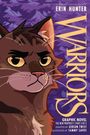 Text: "Warriors", "Erin Hunter", "Graphic Novel", "The New Prophecy", "Part 2 of 3". Illustration: Eine Katze vor lila Hintergrund.