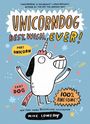 Text: "UNICORNDOG BEST. WISH. EVER! PART UNICORN PART DOG 100% AWESOME!" Illustration: Ein fröhlicher Hund mit Einhorn.