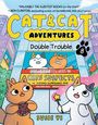 Titel: "CAT & CAT ADVENTURES: Double Trouble". Zwei cartoonartige Katzen. Eine hält einen Keks, die andere einen Zauberstab.