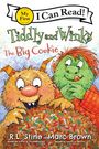 „I Can Read! Tiddly and Winks: The Big Cookie“ zeigt zwei bunte, fröhliche Monster mit einem riesigen, verzierten Keks.
