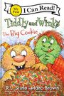 „I Can Read! My First“, „Tiddly and Winks: The Big Cookie“. Zwei Monster, eines gelb, eines grün, mit einem großen Keks.