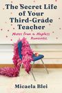 „The Secret Life of Your Third-Grade Teacher. Notes from a Hapless Romantic. Micaela Blei.“ Ein Stuhl mit rosa Federboa und Apfel.