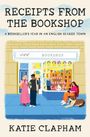 "Receipts from the Bookshop" von Katie Clapham. Szene vor einem farbenfrohen Buchladen mit zwei Frauen und einem Hund.