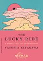 "The Lucky Ride" von Yasushi Kitagawa, rosa Himmel, Wolken, Auto auf Wolke, Nomad Editions Logo unten.