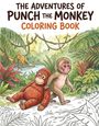 "The Adventures of Punch the Monkey Coloring Book." Zwei junge Affen sitzen und stehen fröhlich im dichten Dschungel.