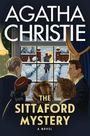 "Agatha Christie, The Sittaford Mystery, A Novel" steht auf einer Illustration. Eine Gruppe schaut aus einem Fenster in eine schneebedeckte Szene.