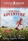 "Stories of Adventure" oben. Ein Mädchen rennt auf einer Wiese, begleitet von einem Hund. Hintergrund mit Häuschen.