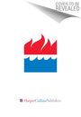 "COVER TO BE REVEALED." Darunter ein Logo mit roter Flamme und blauer Welle, "HarperCollins Publishers" in Rot und Blau.