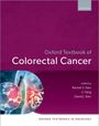 „Oxford Textbook of Colorectal Cancer“ mit Illustrationen von Darm und Zellen, in Lila gehalten.