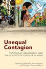 "Unequal Contagion: Citizenship, Democracy, and the Politics of COVID-19 in India" und Name der Herausgeber. Straßenmauer mit bemalter Frau.