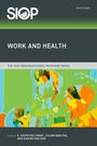 "WORK AND HEALTH" oben, darunter bunte abstrakte Illustration in grünen, blauen und orange Tönen.
