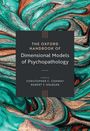Der Text lautet: "The Oxford Handbook of Dimensional Models of Psychopathology," herausgegeben von Christopher C. Conway und Robert F. Krueger. Der Hintergrund zeigt ein meergrün-goldenes Marmormuster.