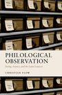 "PHILOLOGICAL OBSERVATION" ist als Haupttext zu sehen, darunter "Seeing, Science, and the Latin Lexicon" von Christian Flow. Es sind Karteikarten in Schubladen.