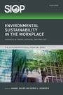 "Environmental Sustainability in the Workplace." Glasgebäude, grüne Bäume spiegeln sich in Fenstern.