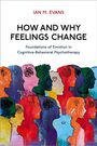 Text: "IAN M. EVANS. HOW AND WHY FEELINGS CHANGE. Foundations of Emotion in Cognitive-Behavioral Psychotherapy." Silhouetten bunter Köpfe.