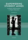 Text: "Empowering Student Minds: Academic Self-Formation in Higher Education" von Soyoung Lee. Silhouette einer Person in einer Bibliothek.