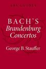 "ABS GUIDES. BACH’S Brandenburg Concertos. George B. Stauffer." Roter Hintergrund mit dekorativen Elementen.