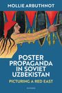 Titel: "Poster Propaganda in Soviet Uzbekistan". Illustration einer Frau in buntem Gewand, die nach rechts zeigt.