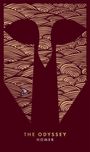 „The Odyssey, Homer“ steht unten in Großbuchstaben. Davor ein Helm aus Wellenmustern.