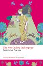 "The New Oxford Shakespeare Narrative Poems", darunter eine Illustration mit einer Frau, Tieren und Pflanzen.