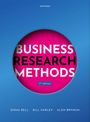 "BUSINESS RESEARCH METHODS", "7th edition", Autoren: Emma Bell, Bill Harley, Alan Bryman. Blauer Hintergrund, pinker Kreis.