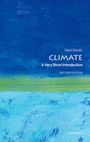 Mark Maslin, Climate: A Very Short Introduction, Second Edition, Oxford. Abstrakte Kunst in Blau- und Grüntönen.