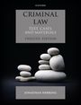 "Criminal Law", zwölfte Ausgabe, von Jonathan Herring. Stapel glatter, heller Steine auf schwarzem Hintergrund.